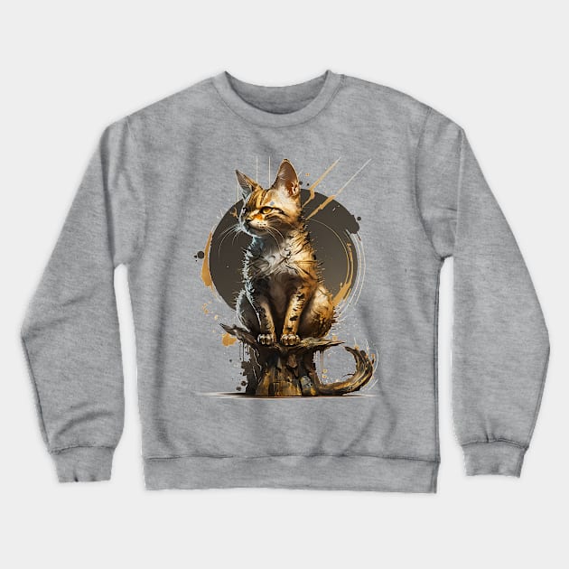 Full shot of a cat in a painted graphic style Crewneck Sweatshirt by JoJoLikesToast